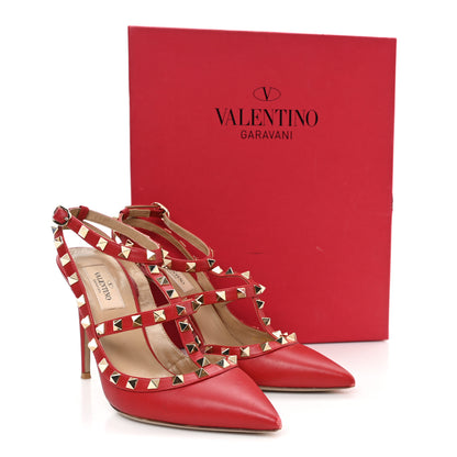 Valentino Garavani Calfskin Rockstud Ankle Strap 100mm Pumps 38.5 Rosso Valentino 10 of 10