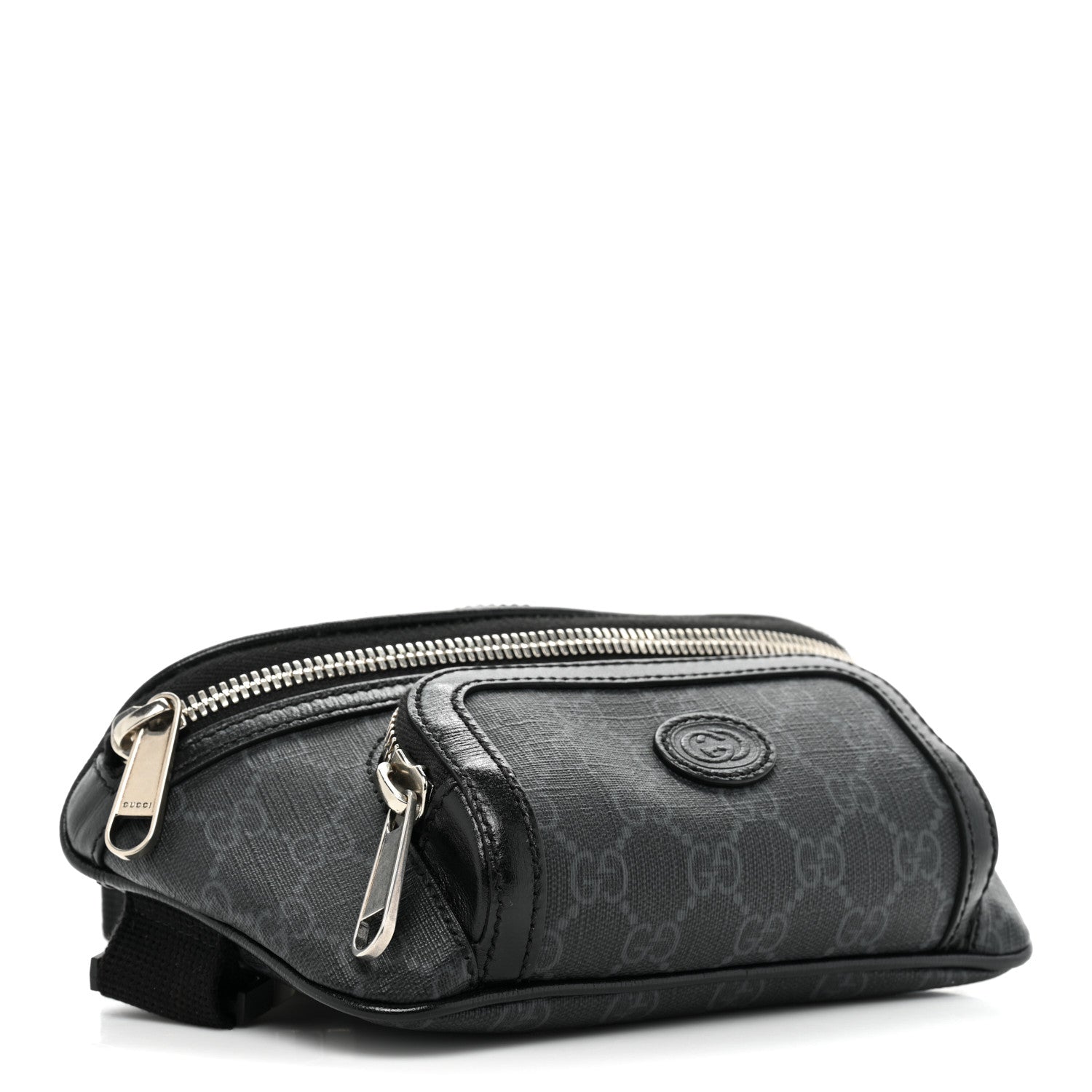 Gucci GG Supreme Monogram Textured Calfskin Retro Interlocking G Belt Bag Black 4 of 11