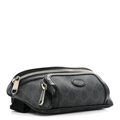 Gucci GG Supreme Monogram Textured Calfskin Retro Interlocking G Belt Bag Black 4 of 11