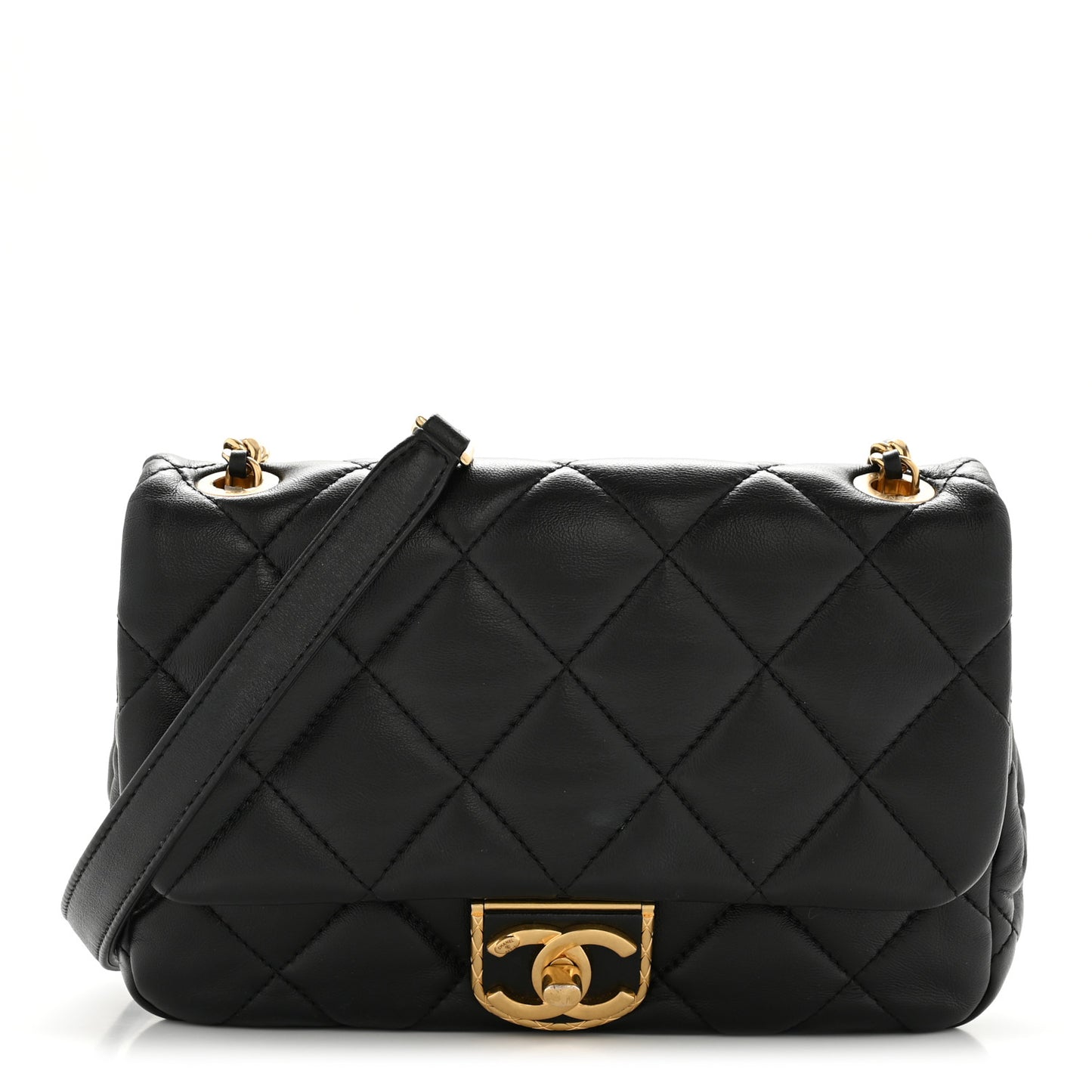 Lambskin Quilted Mini Flap Black