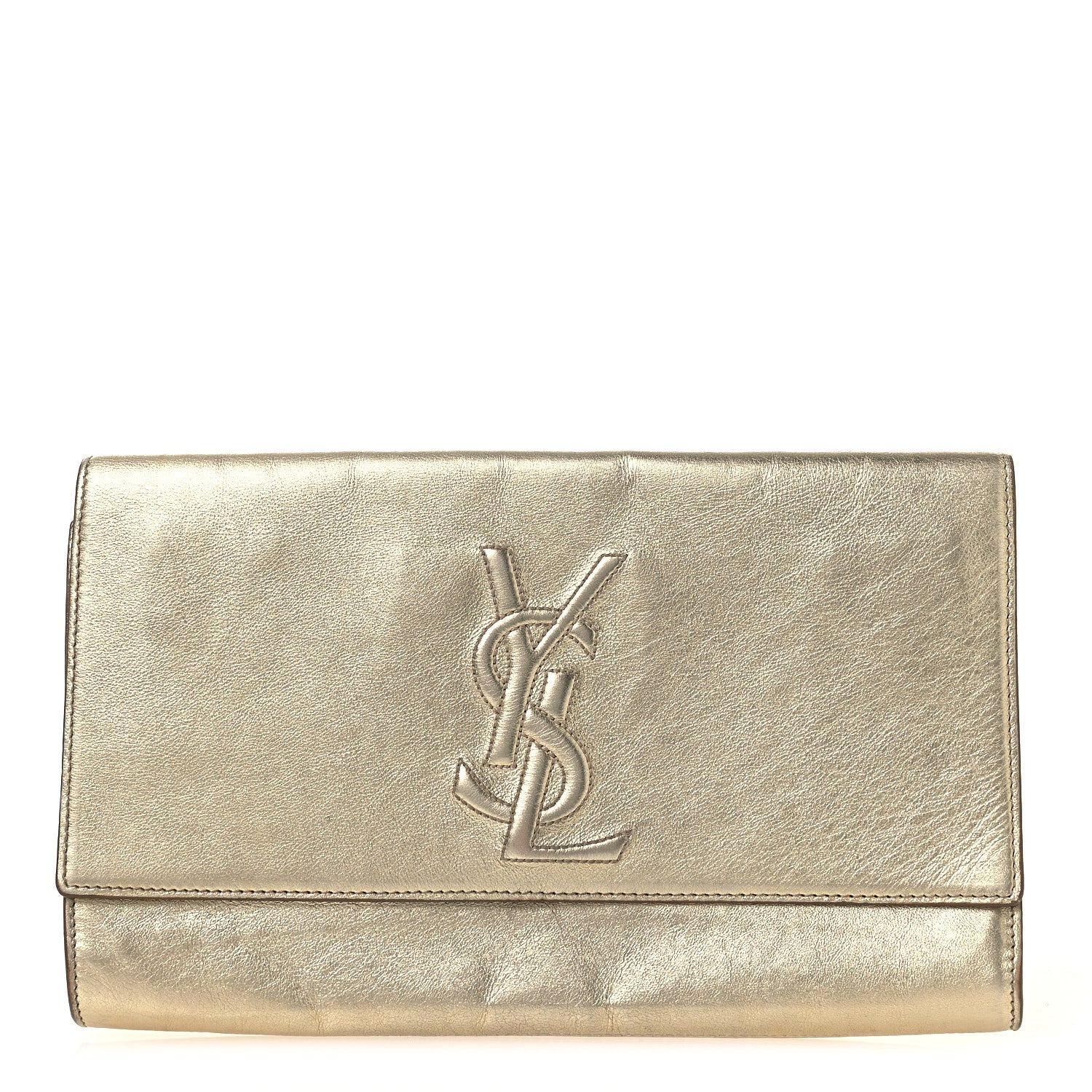 Saint Laurent Metallic Calfskin Monogram Large Belle De Jour Clutch Gold 1 of 10