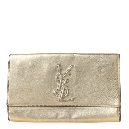 Saint Laurent Metallic Calfskin Monogram Large Belle De Jour Clutch Gold 1 of 10