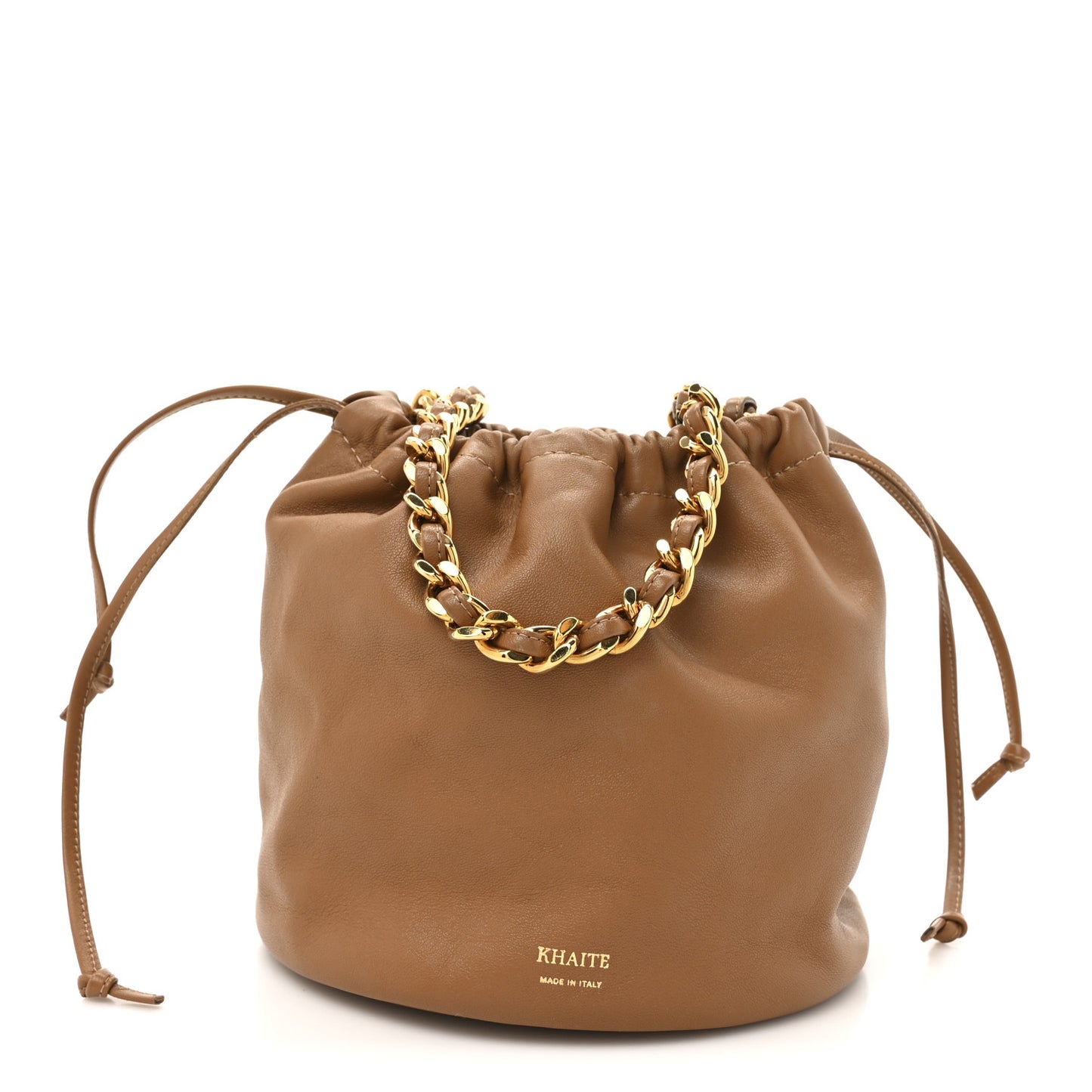 Smooth Calfskin Aria Bucket Bag Brown