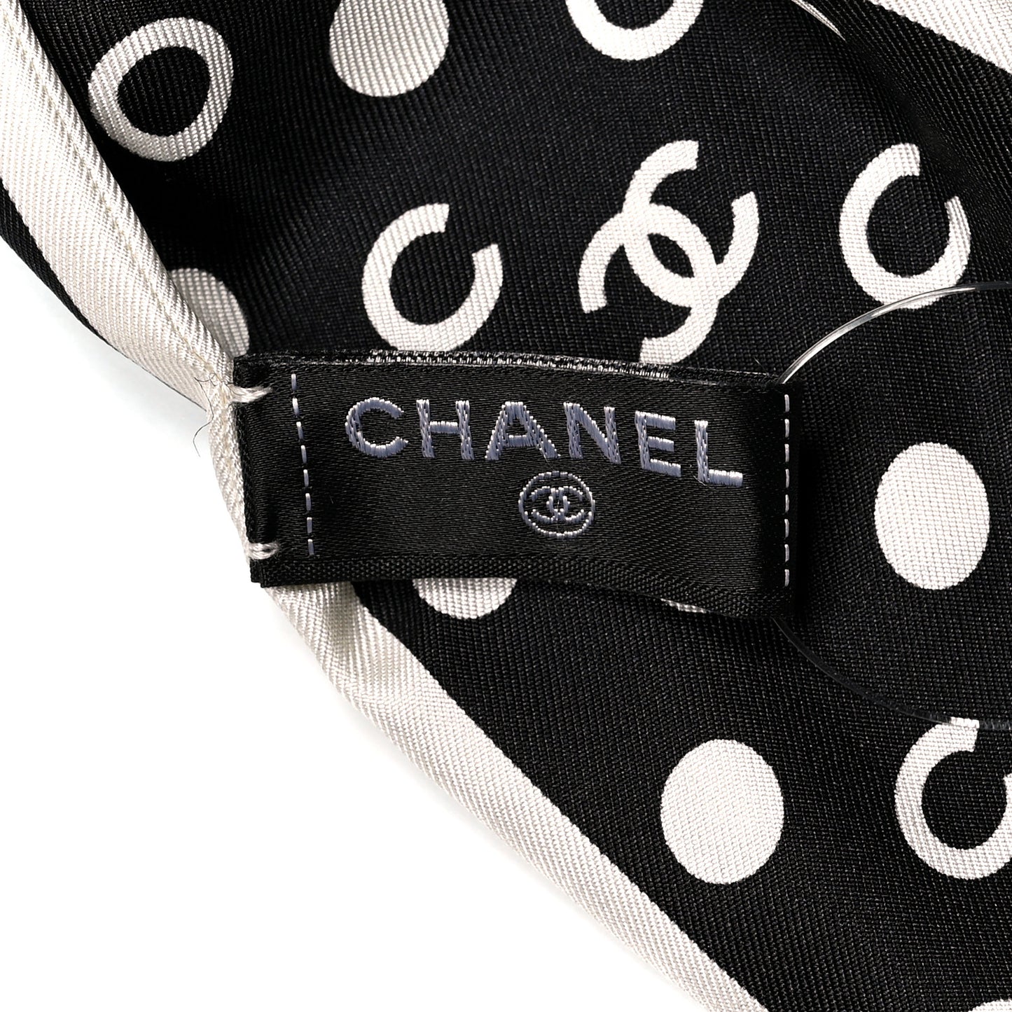 Silk CC Twilly Hair Tie Black White