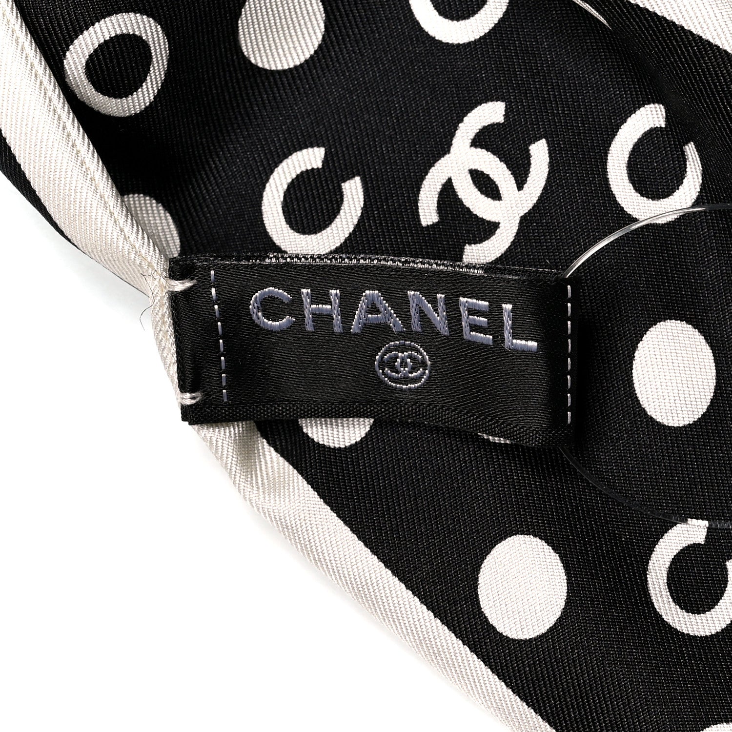 Chanel Silk CC Twilly Hair Tie Black White 3 of 4