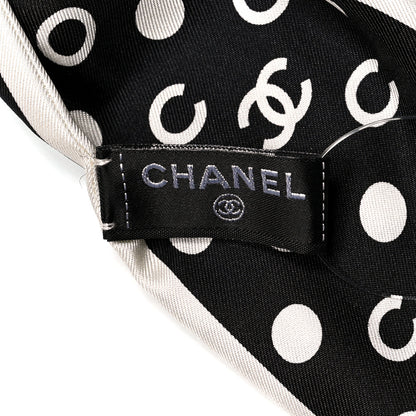 Chanel Silk CC Twilly Hair Tie Black White 3 of 4