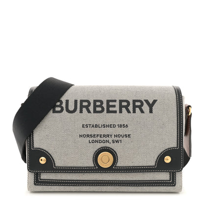 Burberry Canvas Horseferry Print Note Crossbody Bag Grey Black 1 of 12