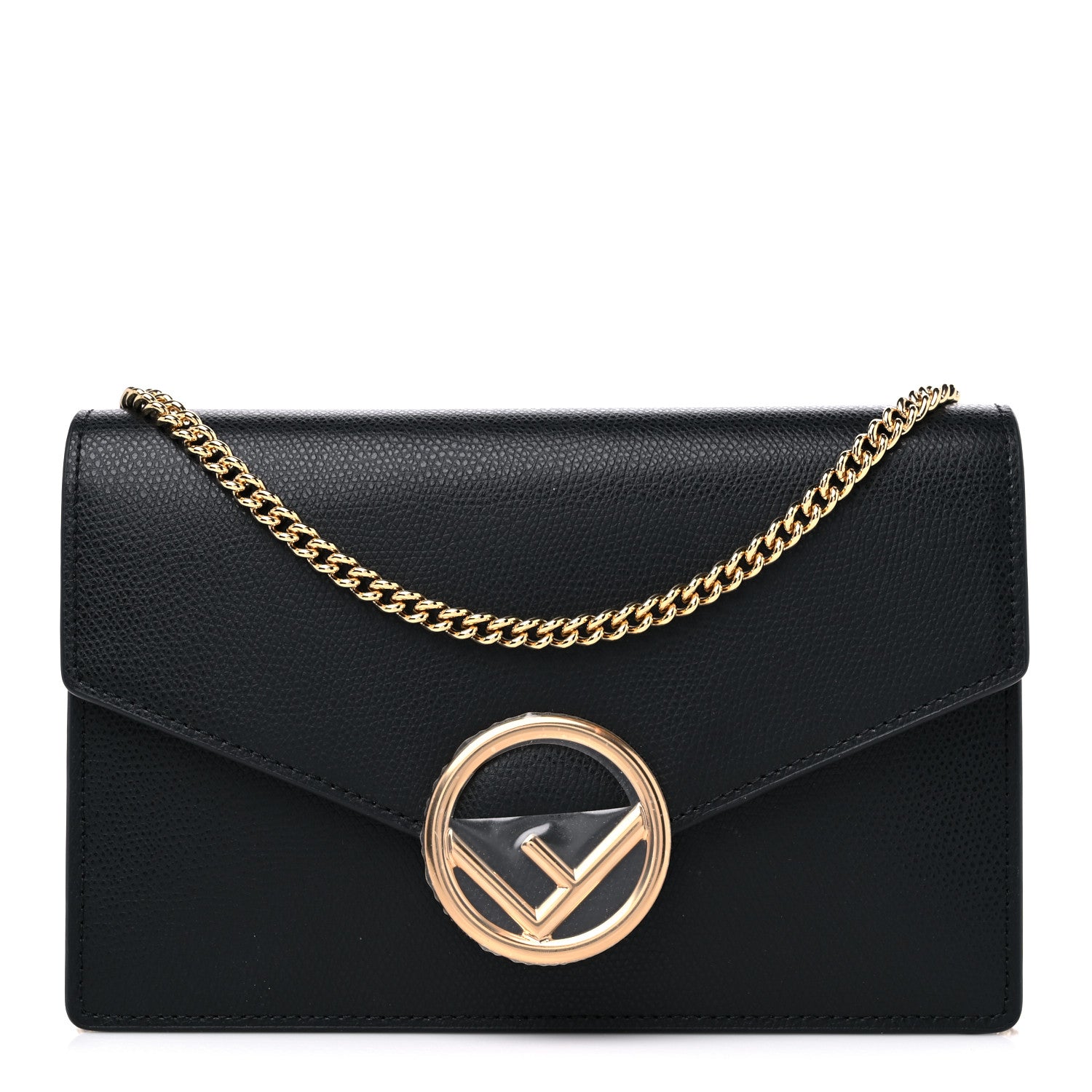 Fendi Vitello Cruise F is Fendi Medium Envelope Wallet on Chain Black 1 of 10