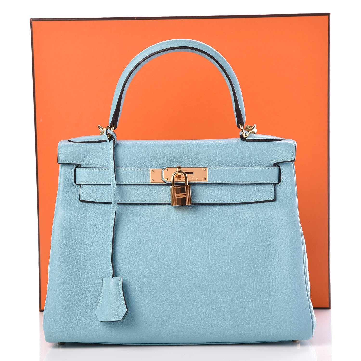 Hermes Taurillon Clemence Kelly Retourne 28 Bleu Atoll 9 of 9
