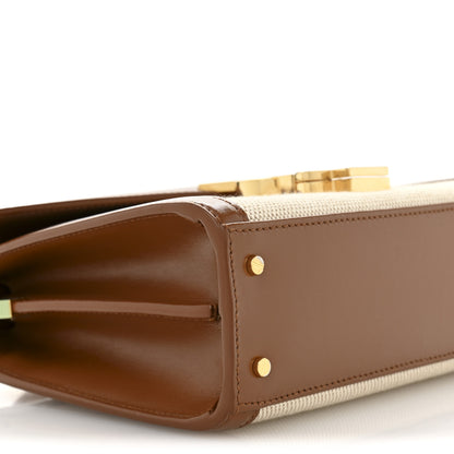 Saint Laurent Canvas Calfskin Mini Classic Monogram Cassandra Top Handle Tan Natural 8 of 12