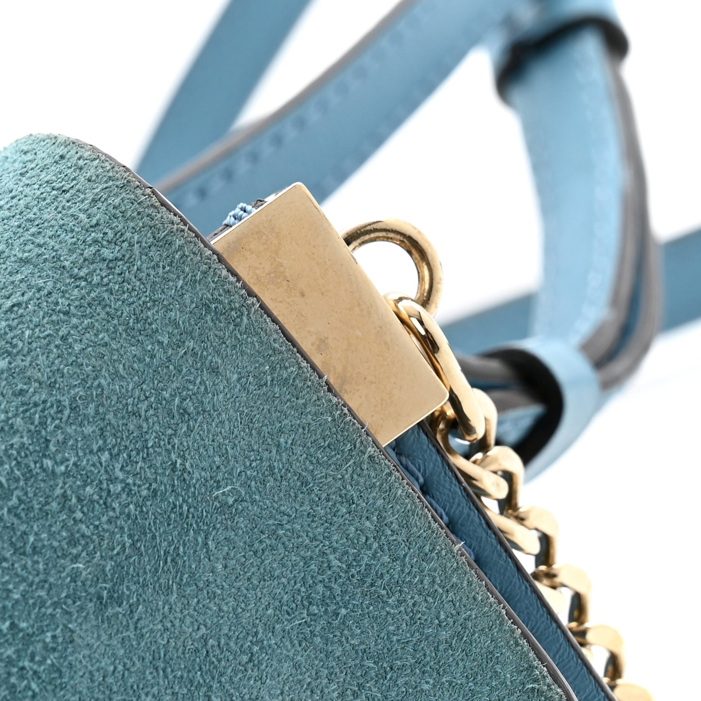 Suede Calfskin Faye Wallet On Strap Vinyl Blue
