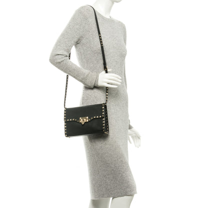 Valentino Garavani Pebbled Calfskin Medium Rockstud Flip Lock Crossbody Bag Black 2 of 6