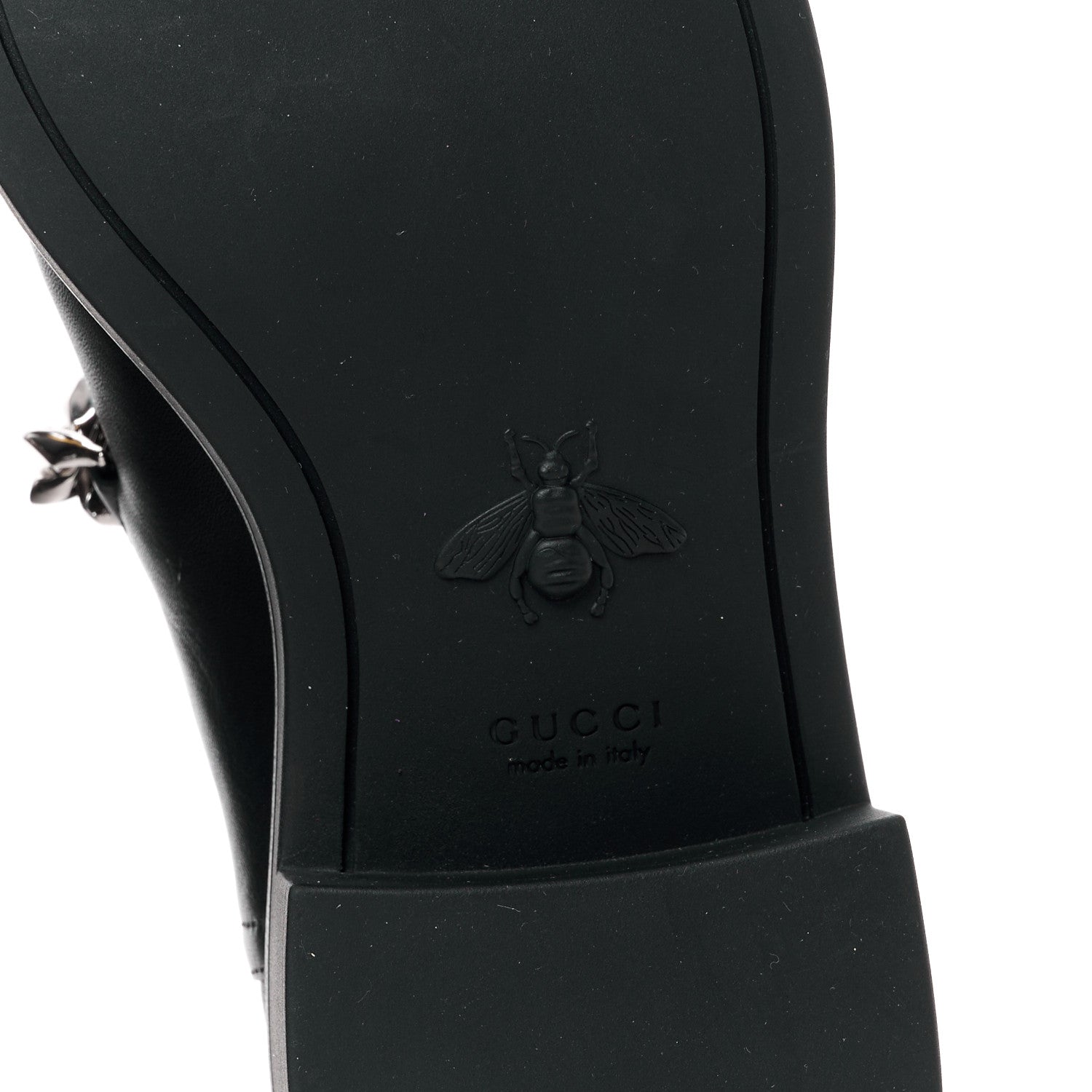 Gucci Flores Calfskin Horsebit Chain Ankle Boots 35 Black 6 of 8