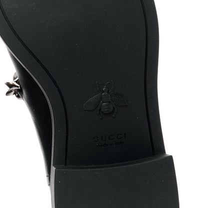 Gucci Flores Calfskin Horsebit Chain Ankle Boots 35 Black 6 of 8