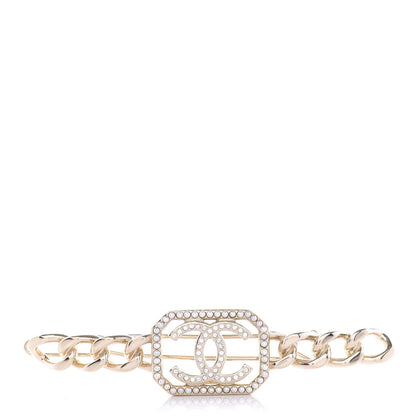 Chanel Crystal Chain CC Vendome Hair Clip Barrette Gold 1 of 4