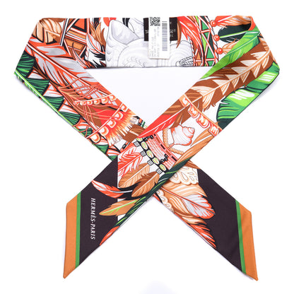 Hermes Silk La Danse Pacifique Twilly Vert Vif Corail 1 of 4