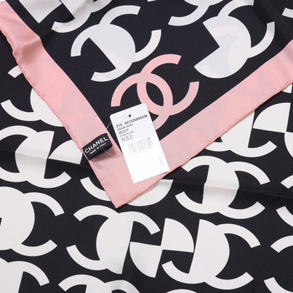 Chanel Silk CC Square Scarf Pink Black 2 of 2