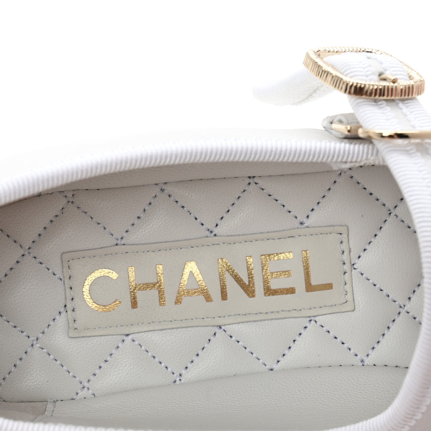 Chanel Lambskin Mary Jane Flats 37.5 White 8 of 10