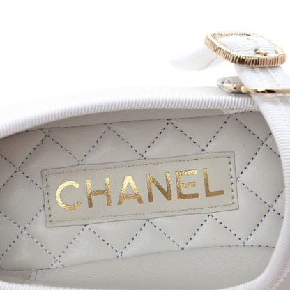 Chanel Lambskin Mary Jane Flats 37.5 White 8 of 10