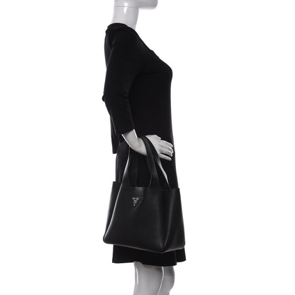 Prada Vitello Daino Soft Medium Dynamique Tote Black 2 of 11