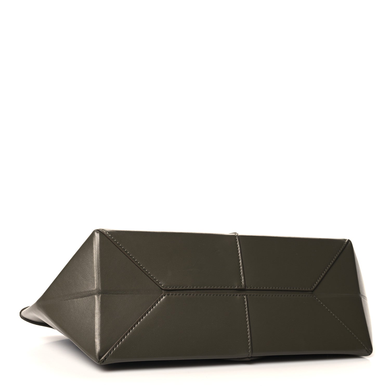 Loewe Shiny Calfskin Mini Cropped Puzzle Fold Tote Dark Khaki Green 4 of 10