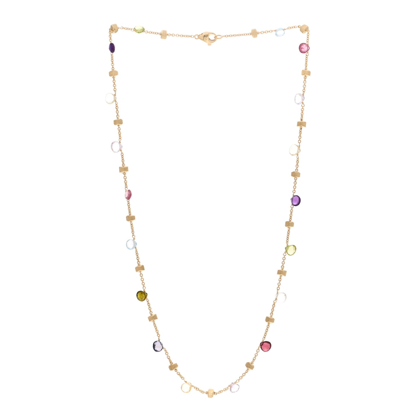 18K Yellow Gold Multi Gemstone Paradise Necklace Collar Necklace