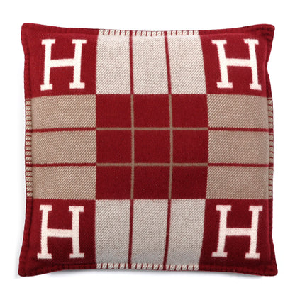 Hermes Wool Cashmere Avalon III Pillow PM Ecru Rouge 1 of 3