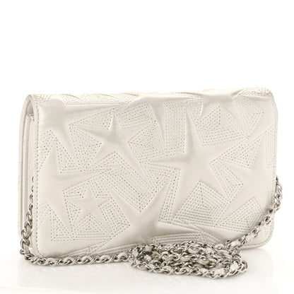 Chanel Metallic Lambskin Star Embossed Wallet On Chain WOC Silver 3 of 10