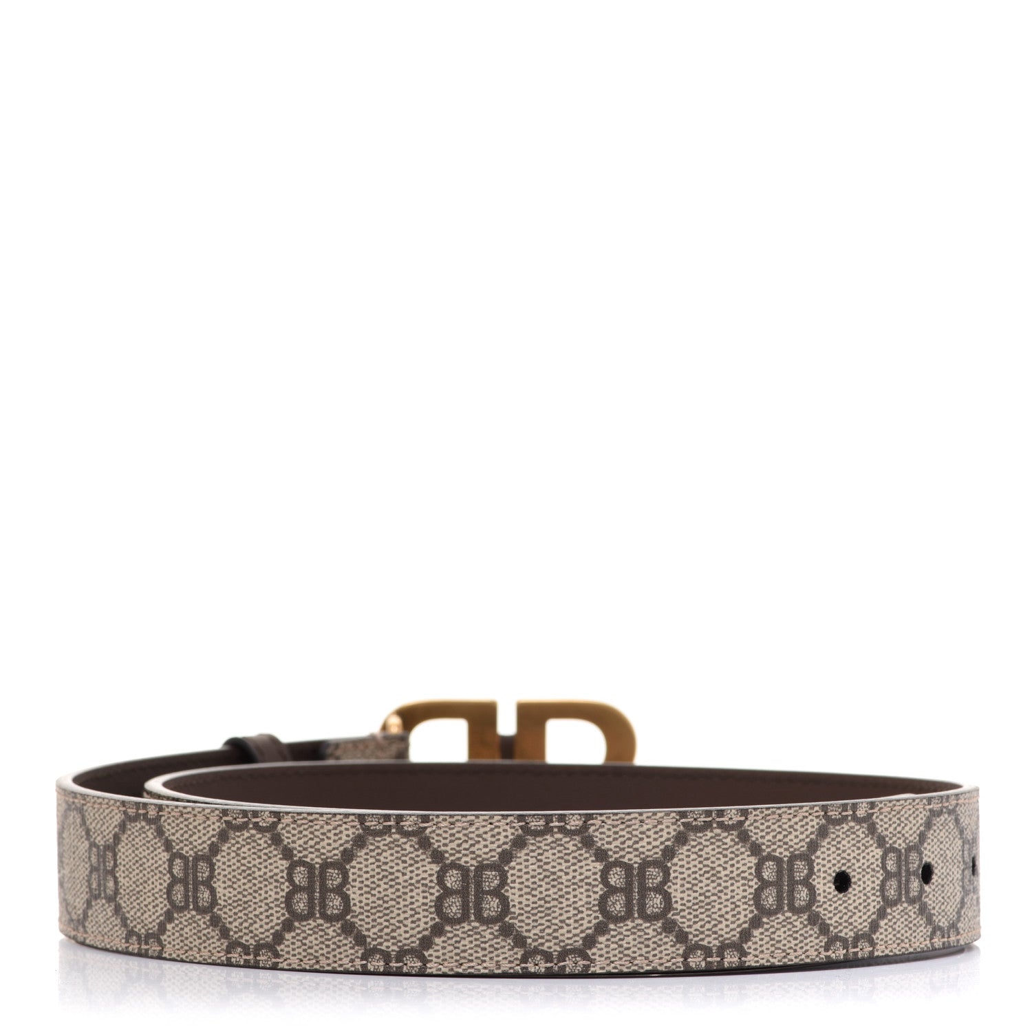 Gucci X BALENCIAGA BB Supreme Monogram Belt 80 32 Beige Ebony 2 of 5