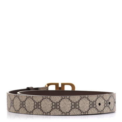 Gucci X BALENCIAGA BB Supreme Monogram Belt 80 32 Beige Ebony 2 of 5