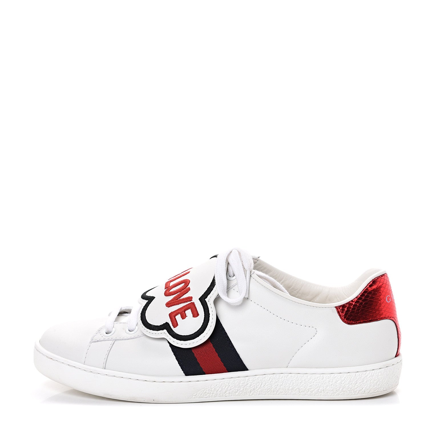 Gucci Calfskin Ayers Blind For Love Embroidered Womens Ace Sneakers 38 White 1 of 8