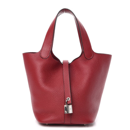 Hermes Taurillon Clemence Picotin Lock 18 PM Rubis 1 of 11