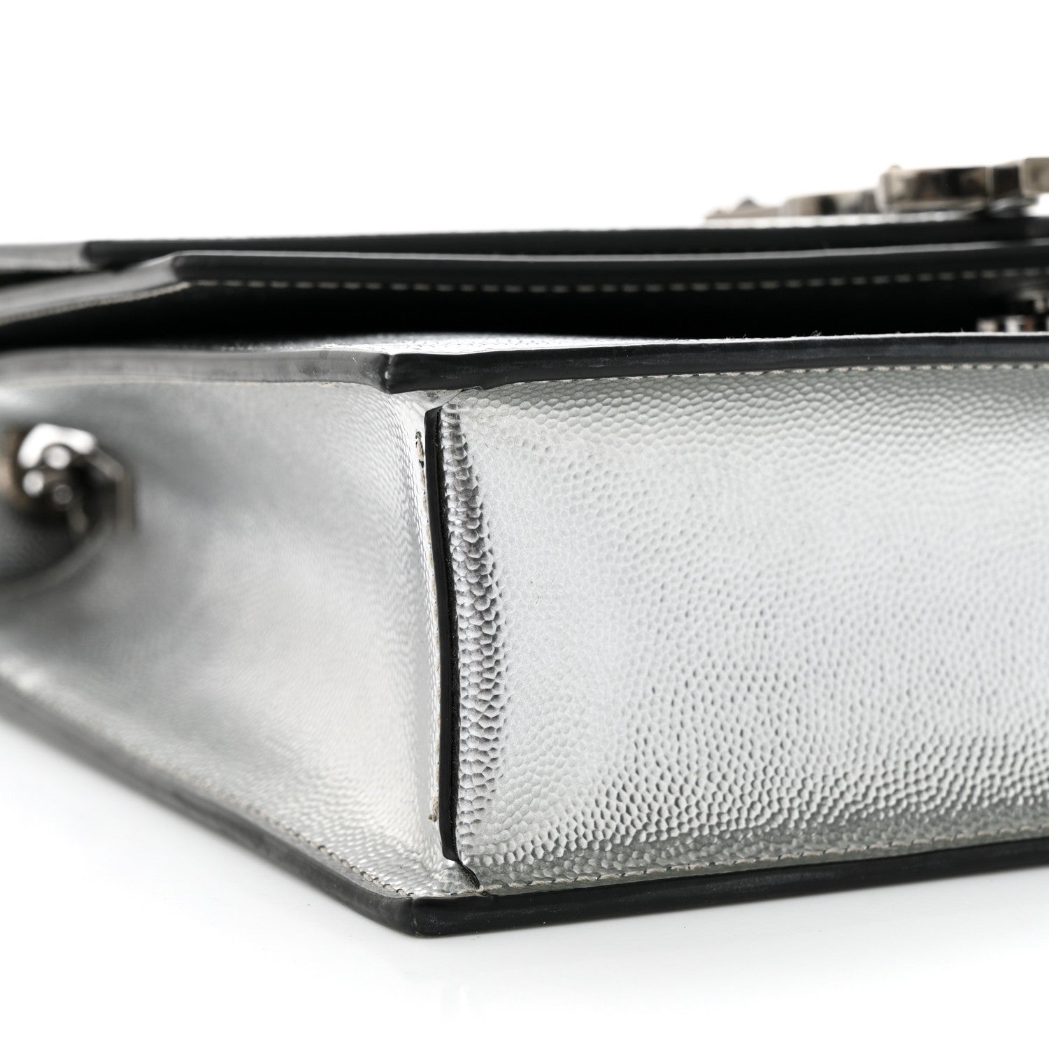 Saint Laurent Grain De Poudre Monogram Medium Sulpice Shoulder Bag Silver 8 of 15