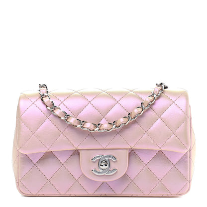 Chanel Iridescent Calfskin Quilted Mini Rectangular Flap Pink 1 of 9