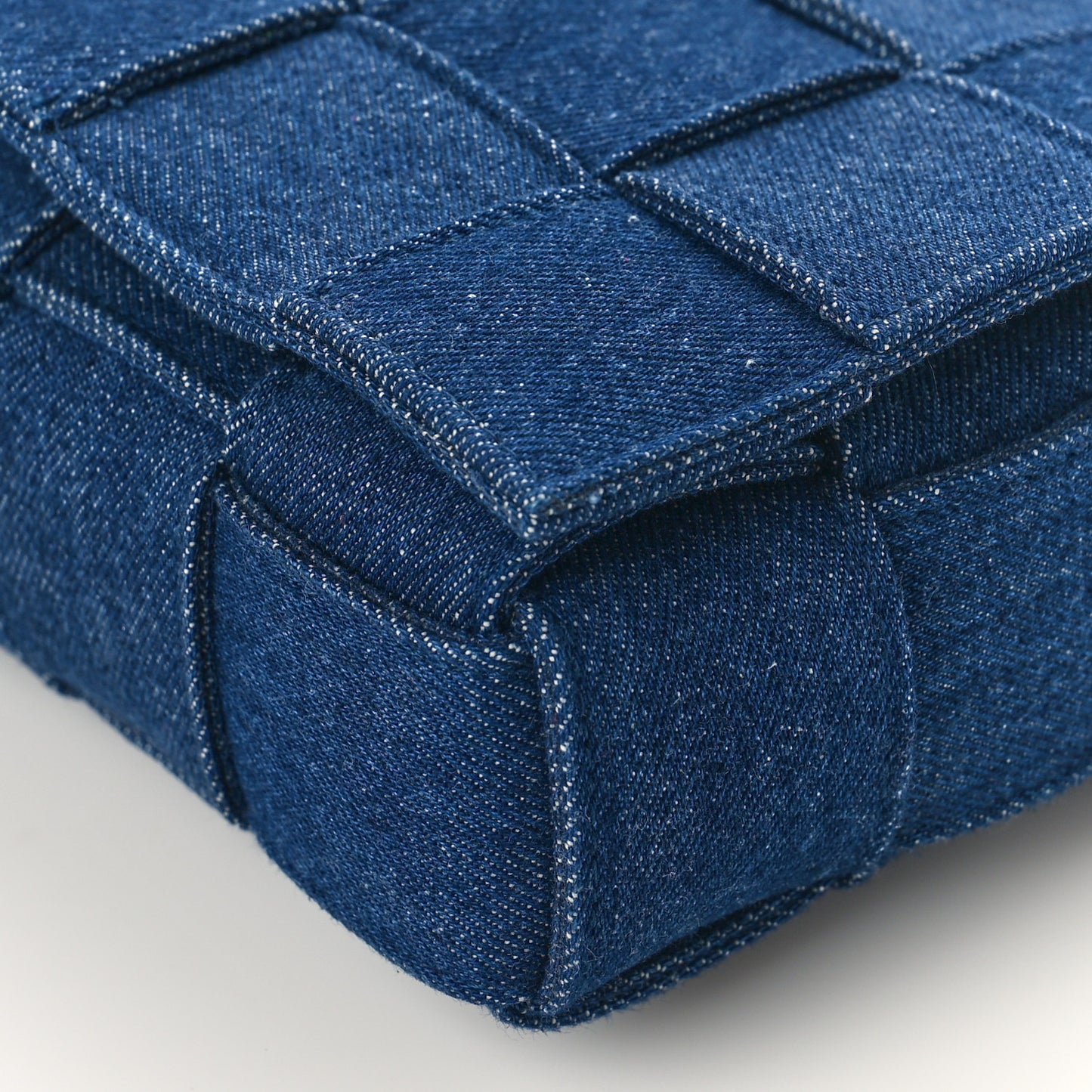Denim Maxi Intrecciato Cassette Crossbody Bag Indigo