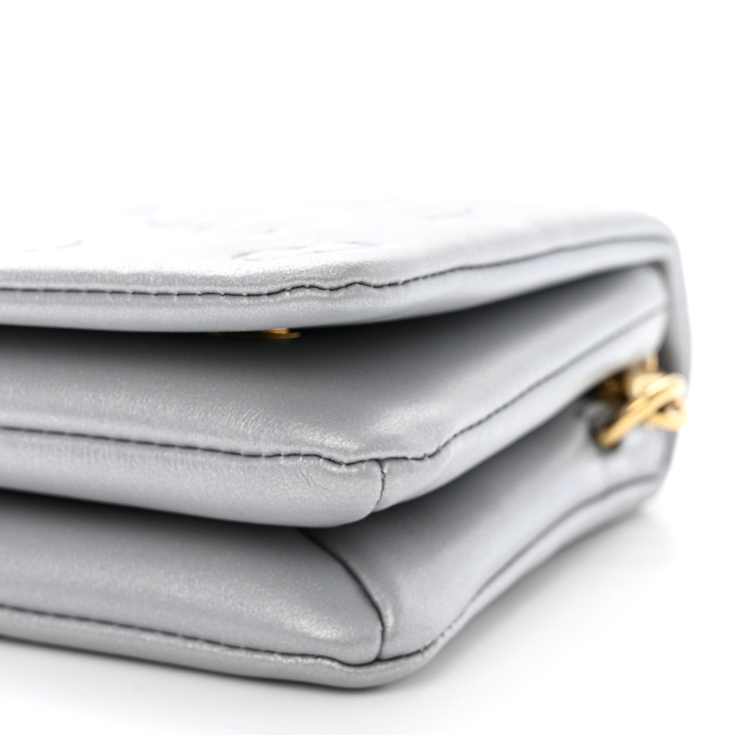 Louis Vuitton Metallic Lambskin Embossed Monogram Pochette Coussin Silver 9 of 9