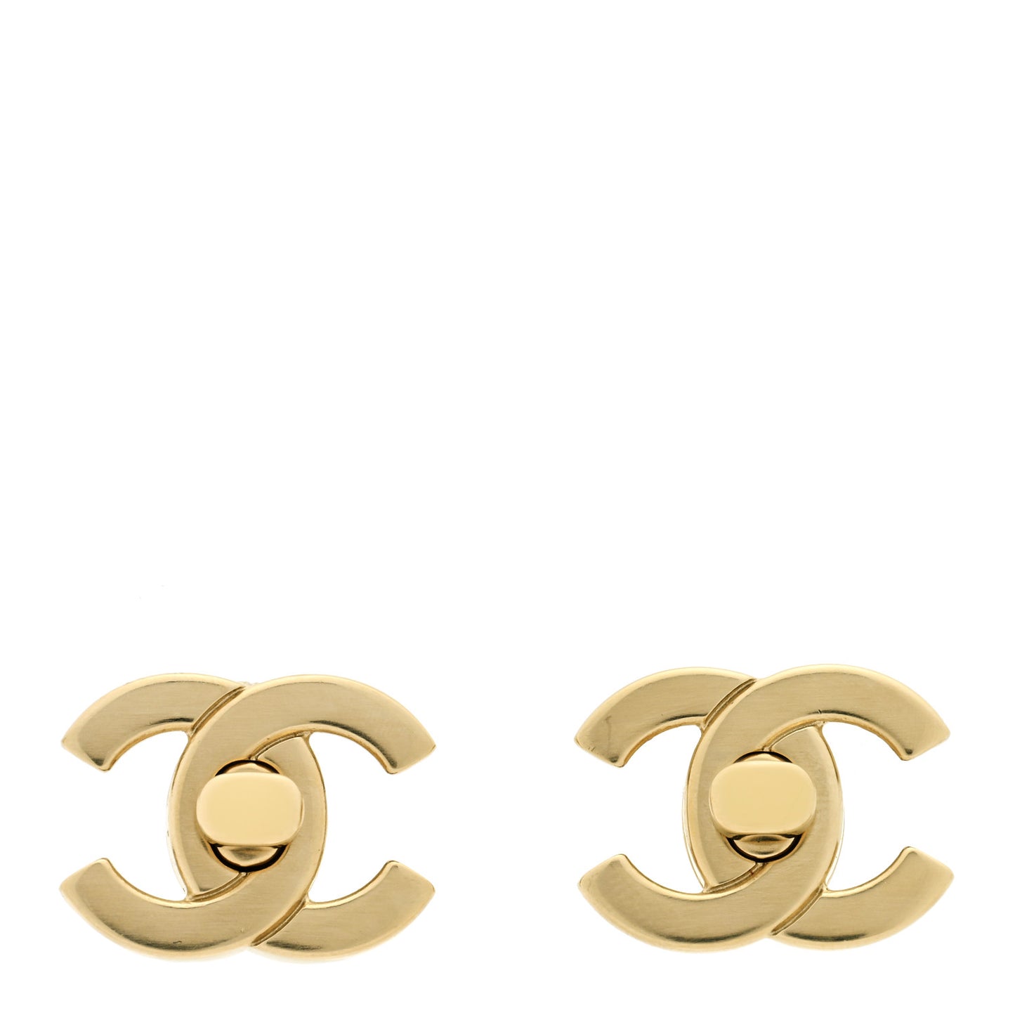 Metal CC Turnlock Interchangeable Earrings Gold