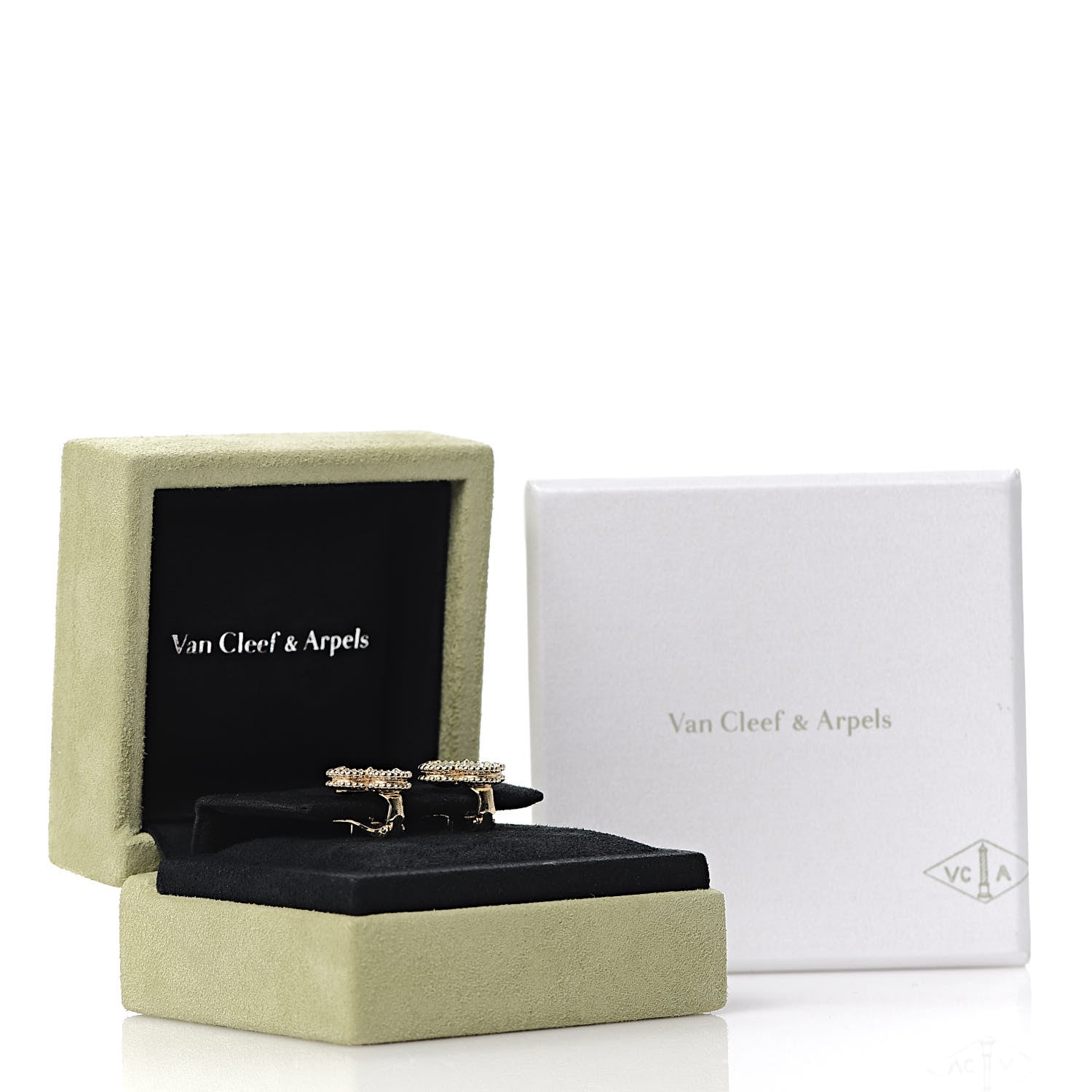 Van Cleef & Arpels 18K Yellow Gold Mother of Pearl Vintage Alhambra Earrings 5 of 6