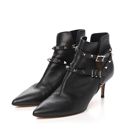 Valentino Garavani Grained Calfskin Rockstud Double Buckle 65mm Ankle Boots 40 Black 3 of 10