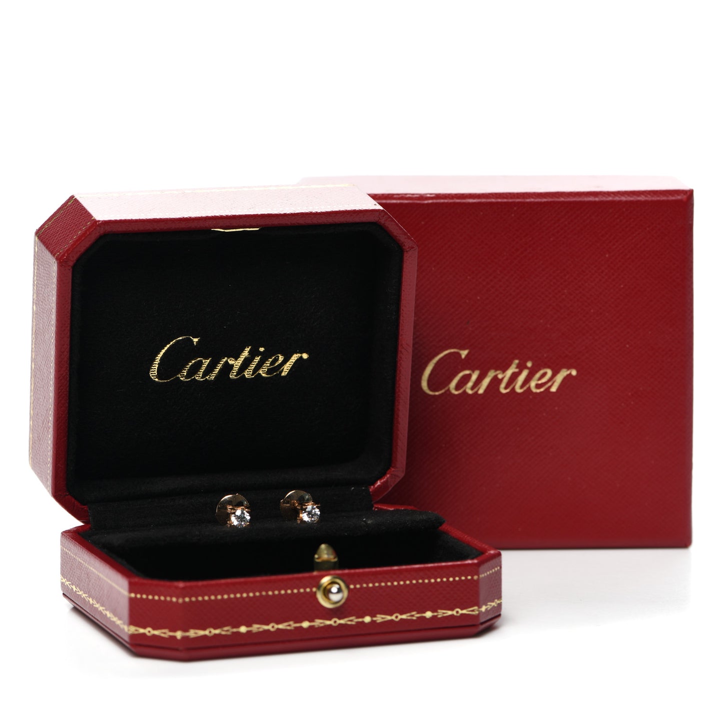 18K Pink Gold Diamond .46ctw C De Cartier Earrings
