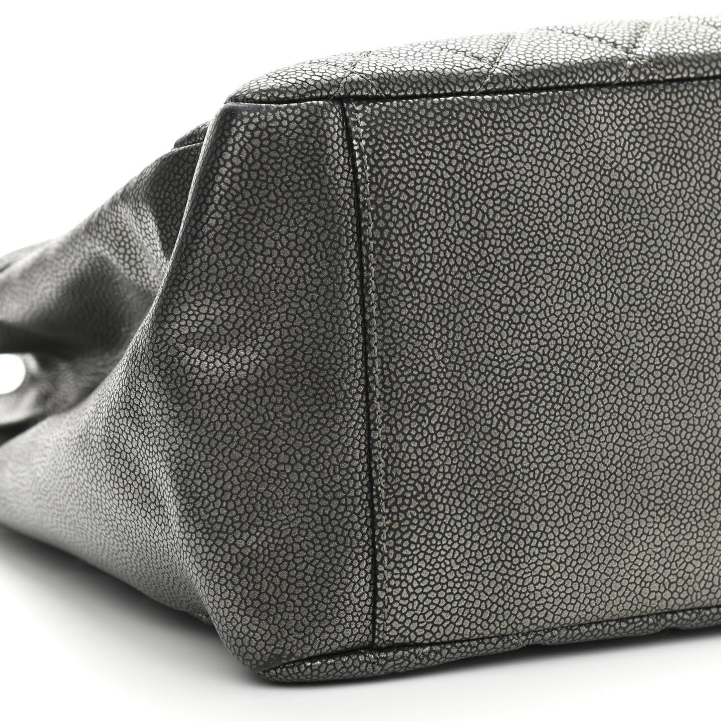 Metallic Caviar Quilted Grand Shopping Tote GST Dark Silver