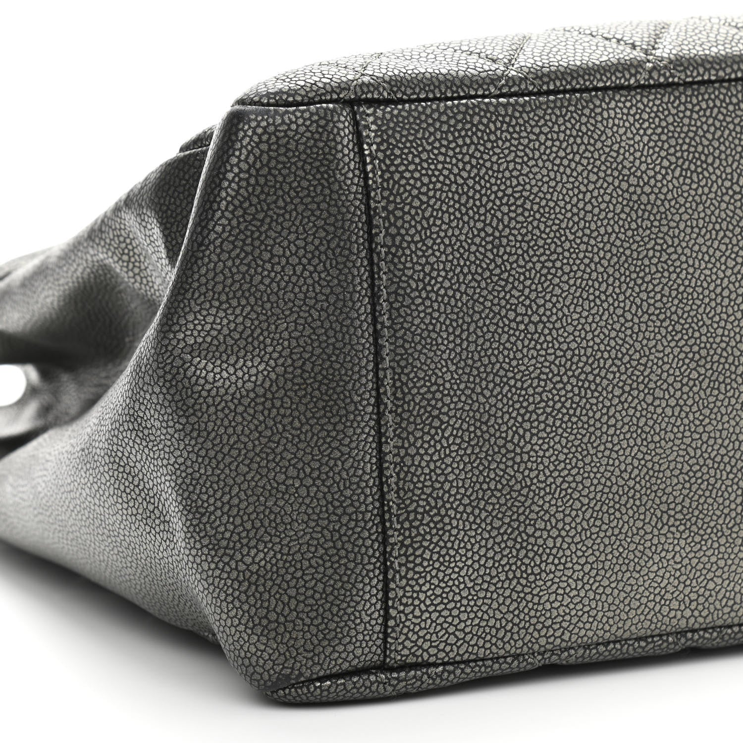 Chanel Metallic Caviar Quilted Grand Shopping Tote GST Dark Silver 12 of 14