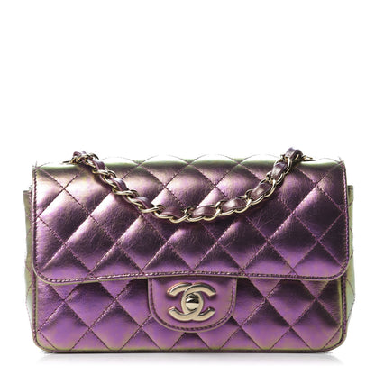 Chanel Iridescent Lambskin Quilted Mini Rectangular Flap Purple 1 of 11