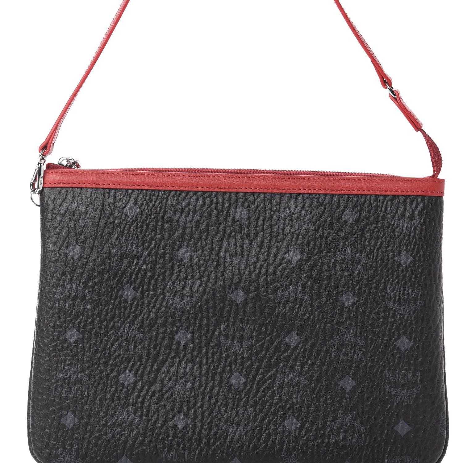 MCM Visetos Leopard Print Pochette Black Red 8 of 10