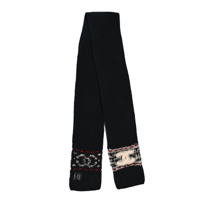 Chanel Wool Shearling CC Scarf Black White 2 of 3