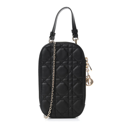 Christian Dior Lambskin Cannage Lady Dior Phone Holder Black 1 of 4