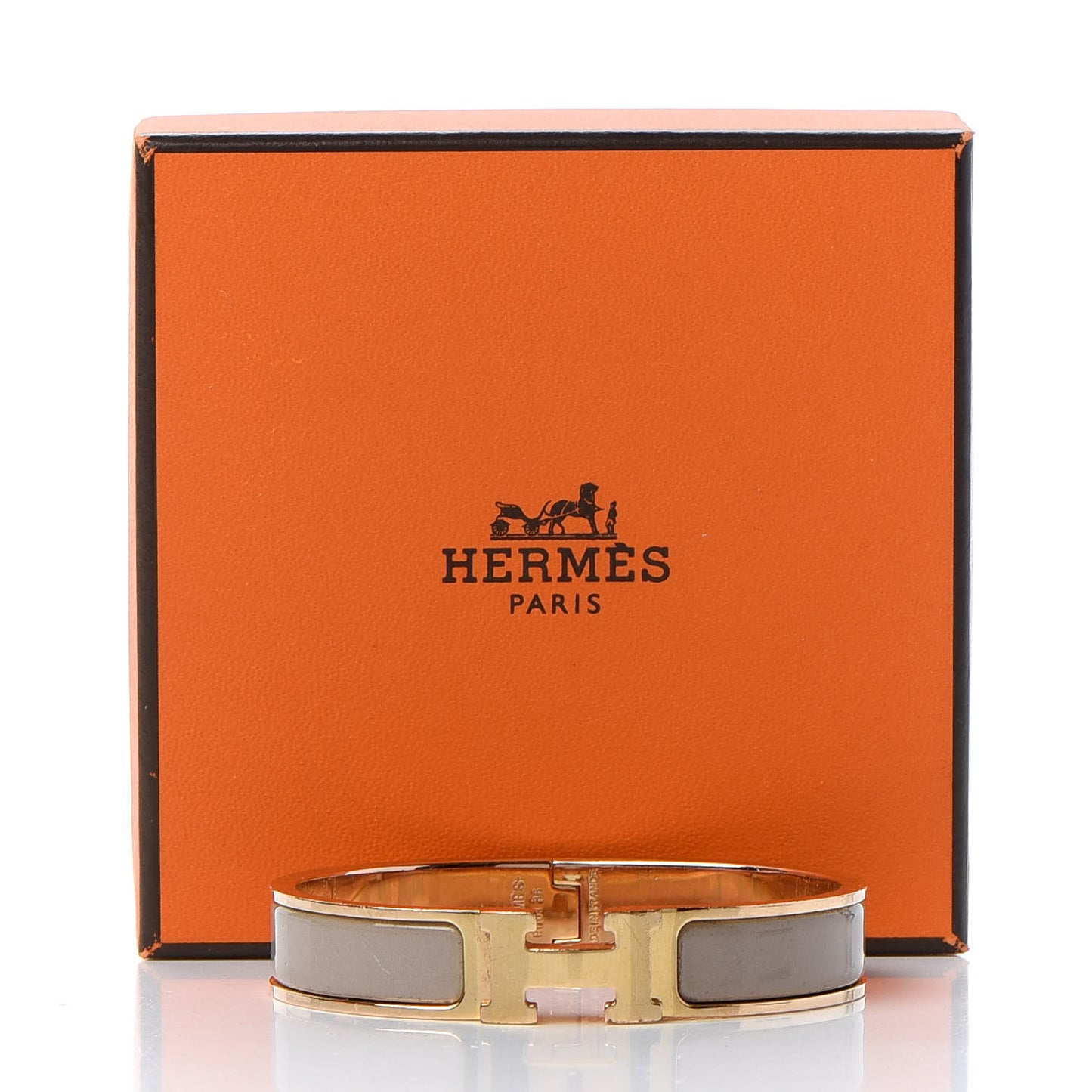 Enamel Narrow Clic Clac H Bracelet GM Marron Glace