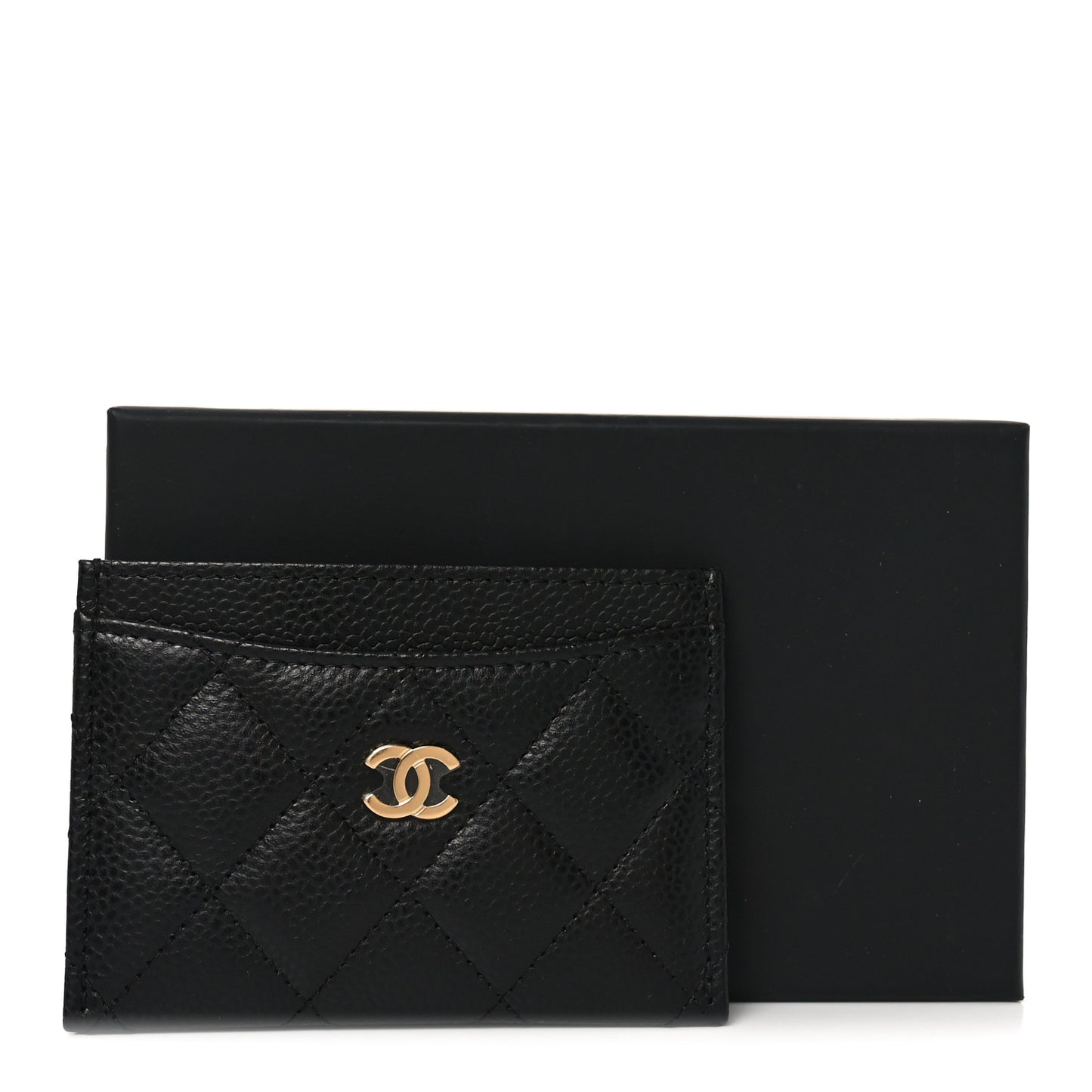 Caviar Quilted Card Holder Black