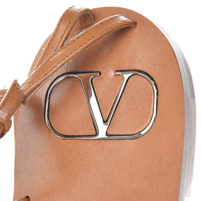 Valentino Garavani Calfskin Nude Rockstud T Strap Flat Thong Sandals 36 Brown 9 of 9