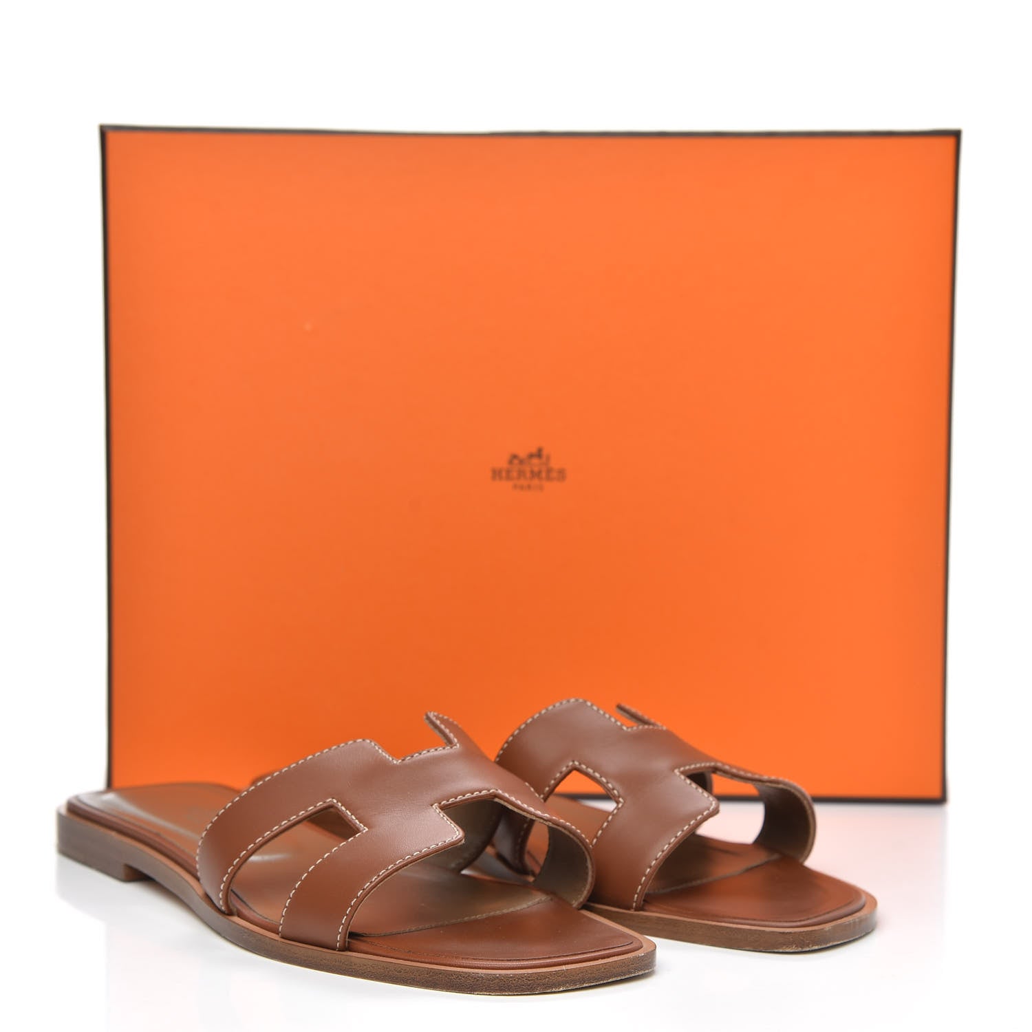 Hermes Box Calfskin Oran Sandals 36.5 Gold 10 of 10